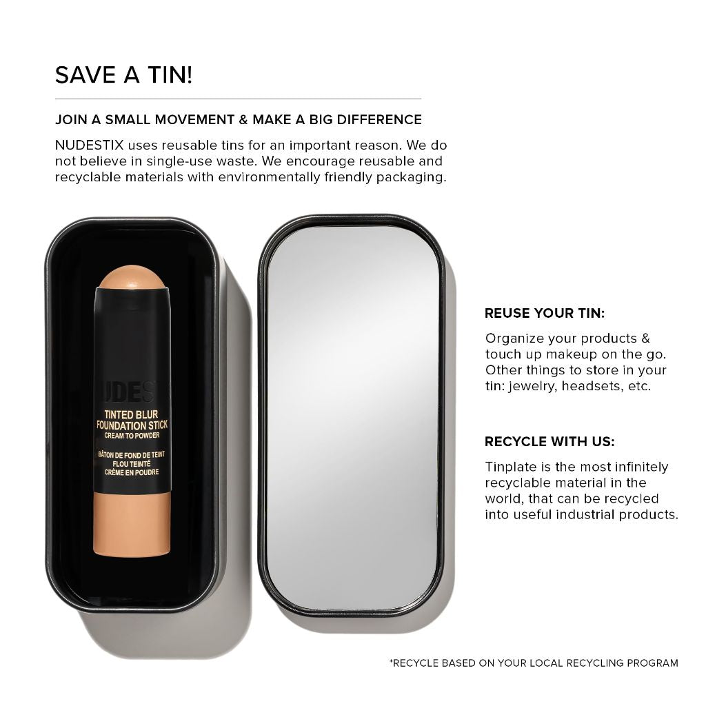 Nudestix Tinted Blur Foundation Stick – Cream-to-Powder Lightweight Makeup for Blurring Pores, Blemishes & Fine Lines | Natural-Matte Finish with Light-Reflecting Pigments | Shade: Medium 5