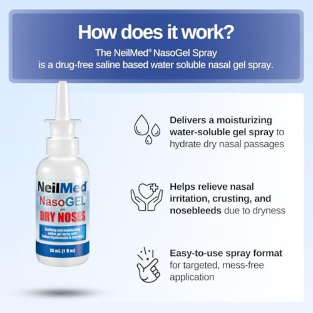NeilMed NasoGel Drip Free Gel Spray for Dry Noses - 1 fl. oz. (2 Pack)
