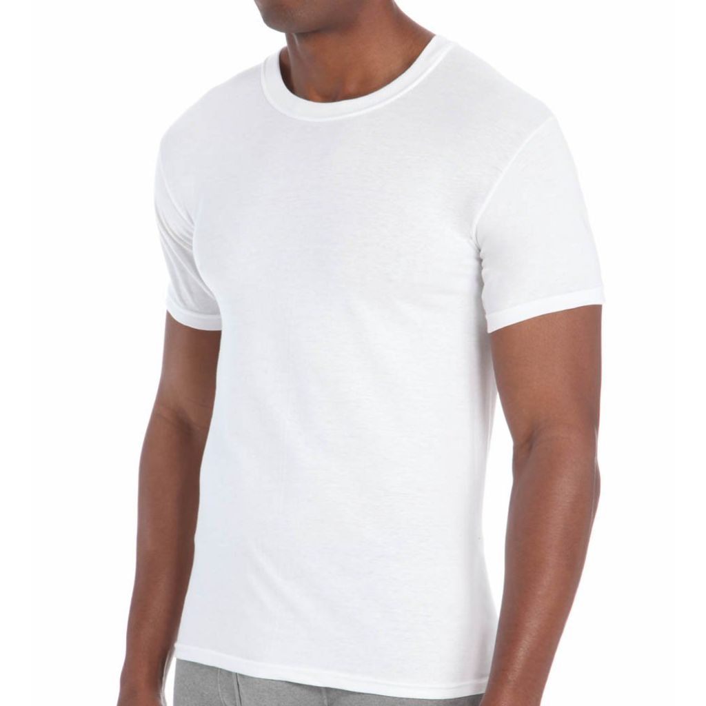 Hanes Ultimate Comfort Fit Undershirt, Men’s Crewneck Stretch-Cotton T-Shirt, 6-Pack, Large