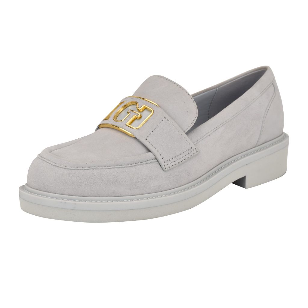 Guess Women's Shuttle Loafer, Light Grey Suede 050 - size 8M