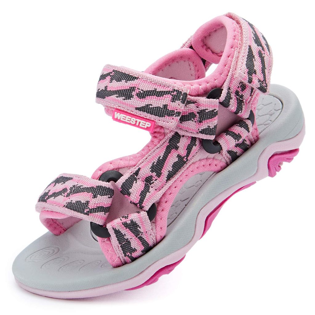Weestep Adjustable Strap Sandal, Pink/Grey SZ 3Y