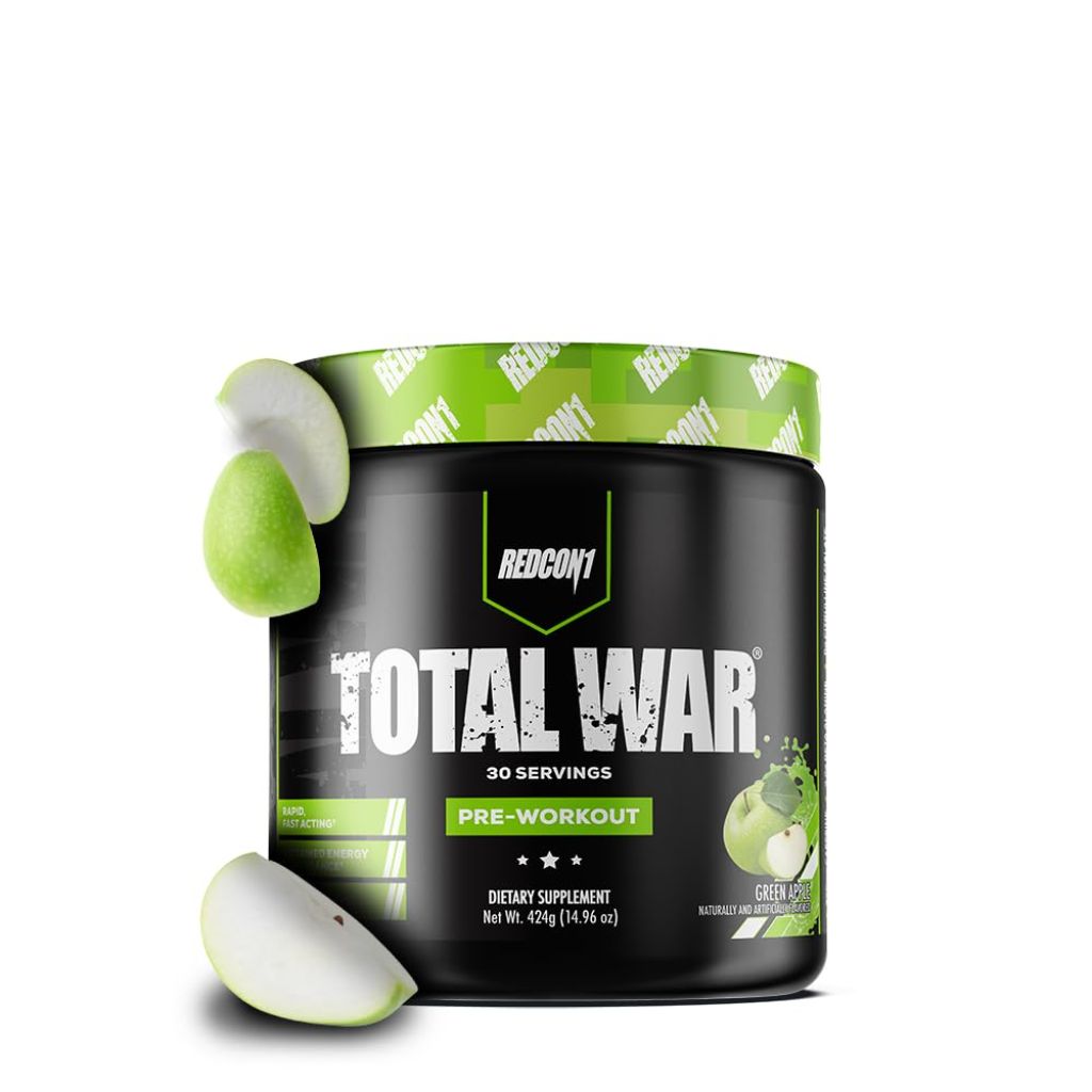REDCON1 Total War Pump Boosting Pre Workout Powder - Green Apple, 30 Servings