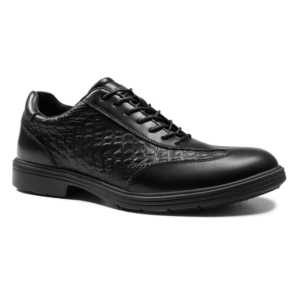 Men's Orthopedic Leather Dress Walking Shoes: Comfortable Flat Feet Arch Support Orthotic Wingtip Sneakers, Black Size 10.5