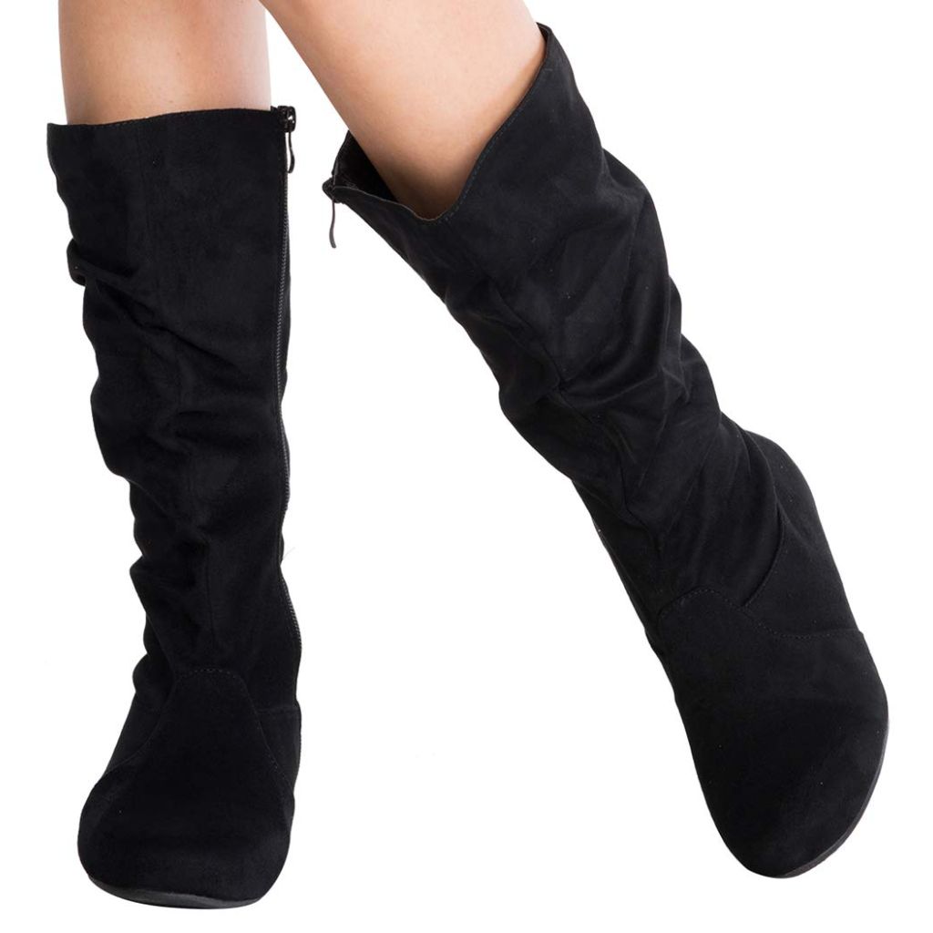 OLIVIA K Womens Slip On Casual Boots, Black - size 7.5