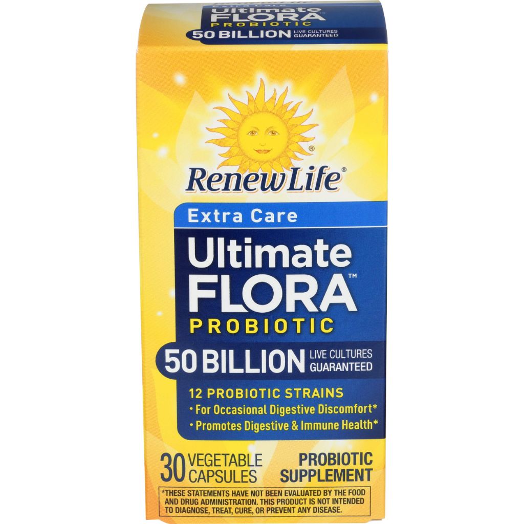 Renew Life Extra Care Ultimate Flora Probiotic 50 Billion CFU - 30 Delayed-Release Capsules