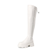 DREAM PAIRS Women's Platform Over The Knee Boots - White, Size 7.5