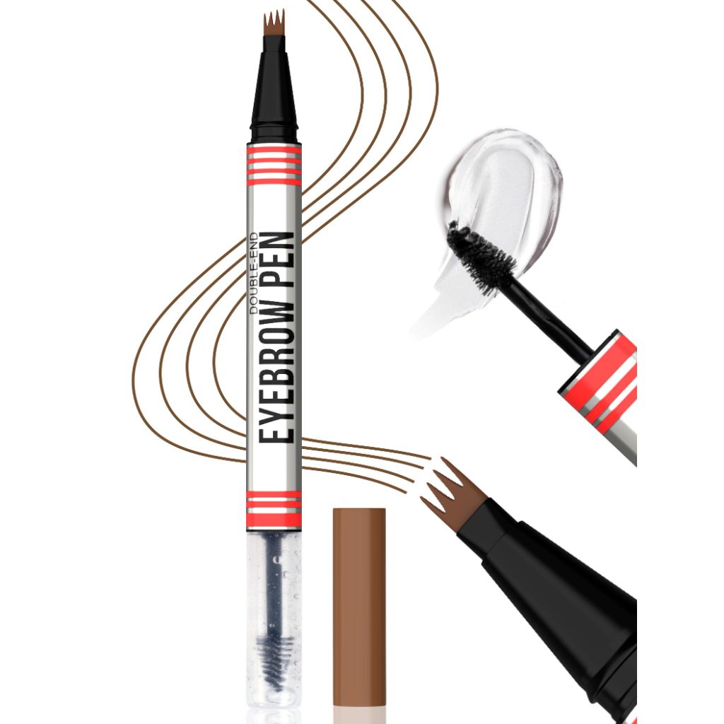 Vevivia 2-in-1 Dual-Ended Eyebrow Pencil & Gel - Magical Micro-4 Tip Applicator, Dark Brown