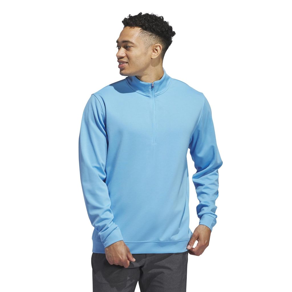 adidas Men's Authentic 1/4-Zip Sweatshirt - Powder Blue, 3XL