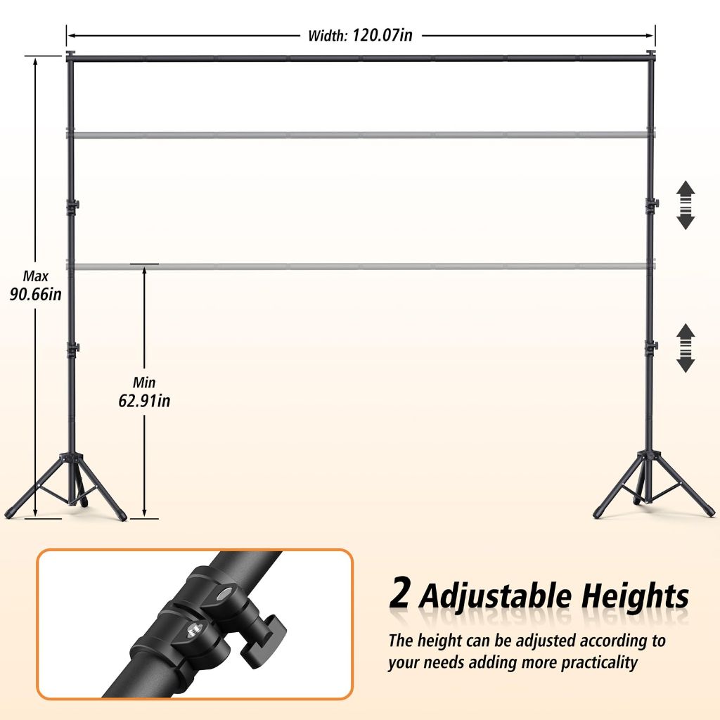 Forlogic Backdrop Stand 10x7.5ft(WxH), Heavy Duty Adjustable Photo Back Drop Stand kit