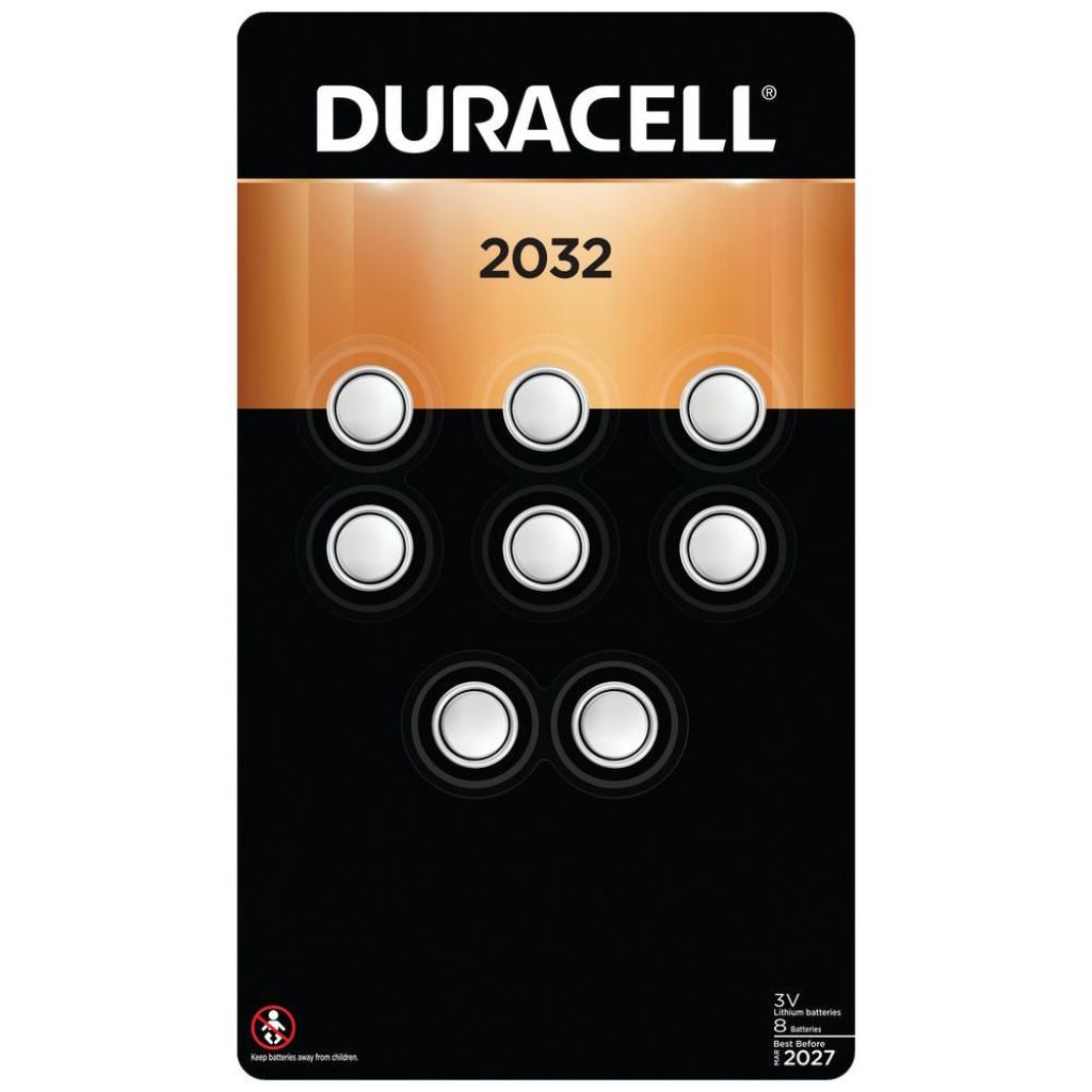 Duracell 2032 Lithium Battery, 8 Count (Pack of 1) Lithium Coin Battery - CR2032 3 Volt (3V) Cell