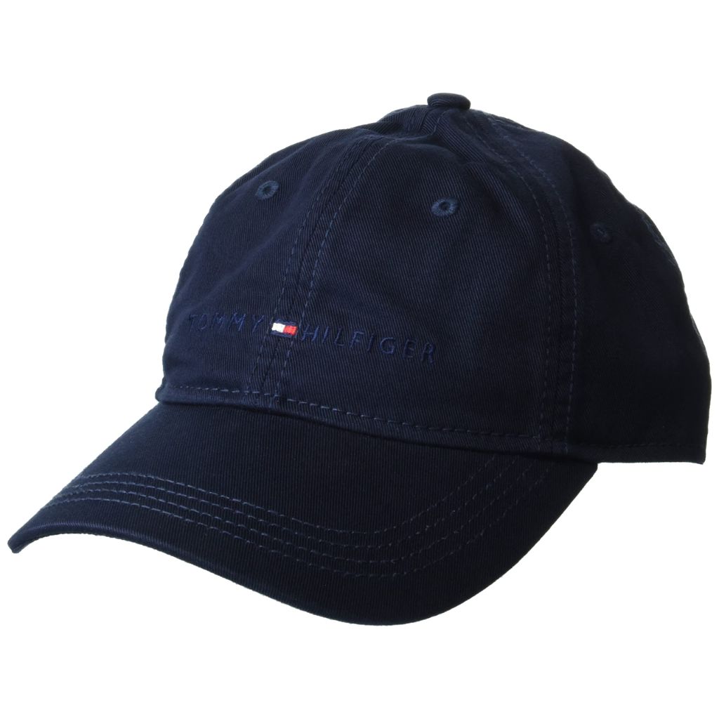 Tommy Hilfiger Men's Cotton Logo Adjustable Baseball Cap Hat, Sky Captain Ton - One Size