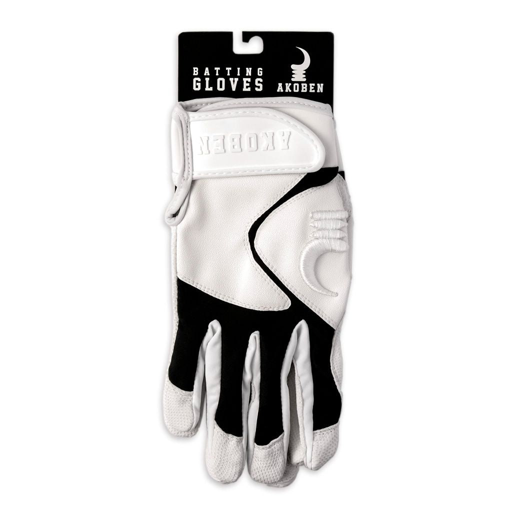 AKOBEN Jagwar Batting Glove -  Adult Size, Black & White, Large