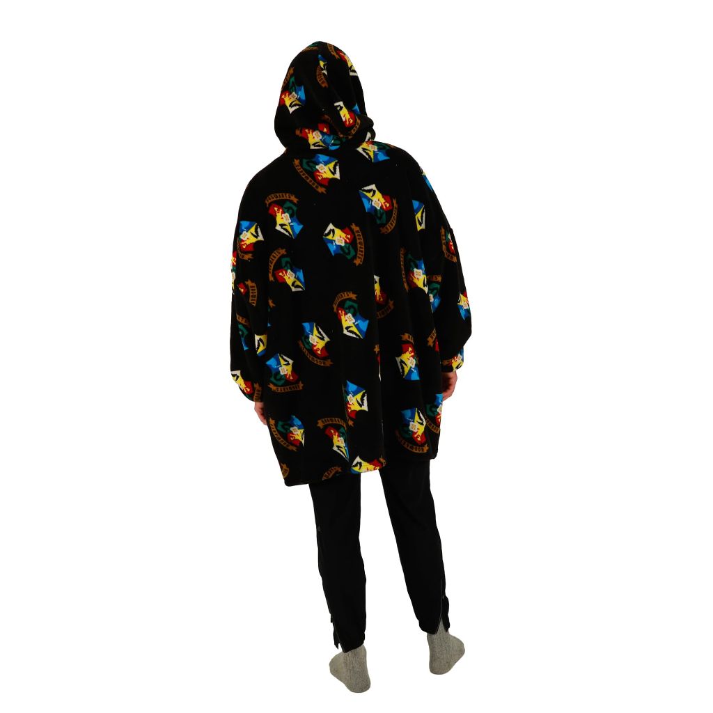 Bioworld Adult Harry Potter Hogwarts Oversized Hoodie Blanket Wearable Blanket-OSFA Black