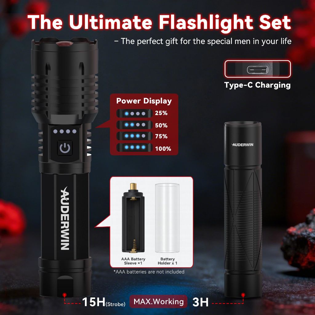 AUDERWIN G5 Rechargeable Flashlights 10000 High Lumens