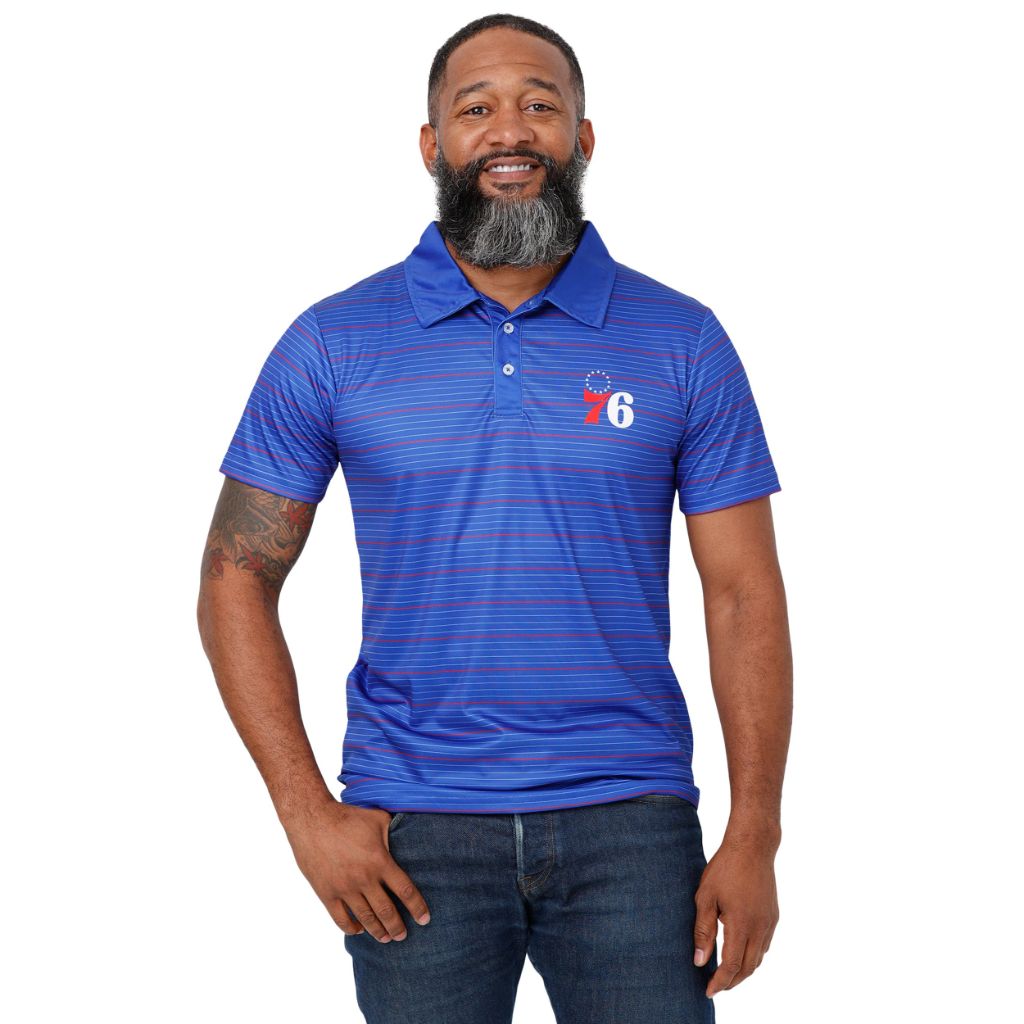 FOCO Philadelphia 76ers NBA Mens Striped Polyester Polo - XXL