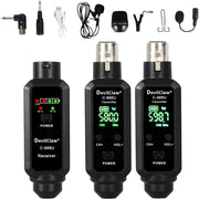 Wireless Guitar System Dual Transmitter with Microphone, Electric Guitar Accessories, 260ft Range, Plug and Play Wireless Audio Transmitter and Receiver for Bass Guitar