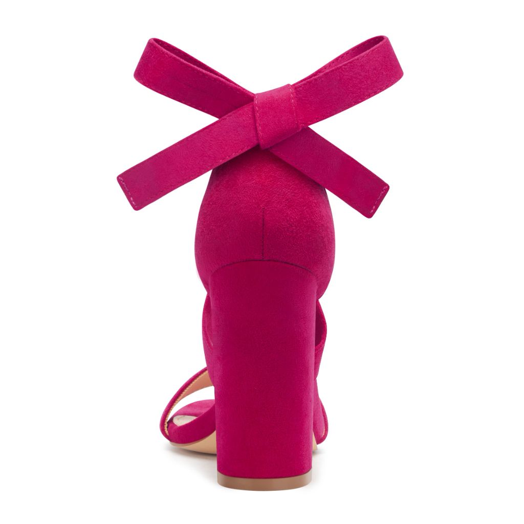 Strappy Heels for Women Chunky Heels High Heeled Sandals PURPLE PINK-9