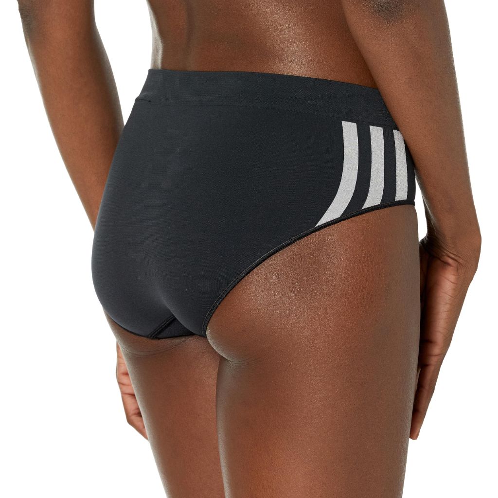 Adidas Women's Seamless Brief Panties 3-pack, Black with Stripes/Heather Grey/Vivid Red, X-Large