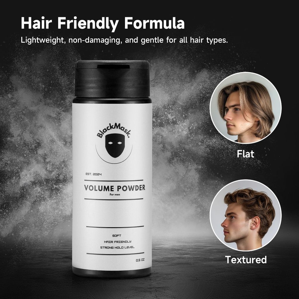 BlackMask Hair Texture Powder for Men, Easy-to-Apply Styling Powder for Dry Hair Looks