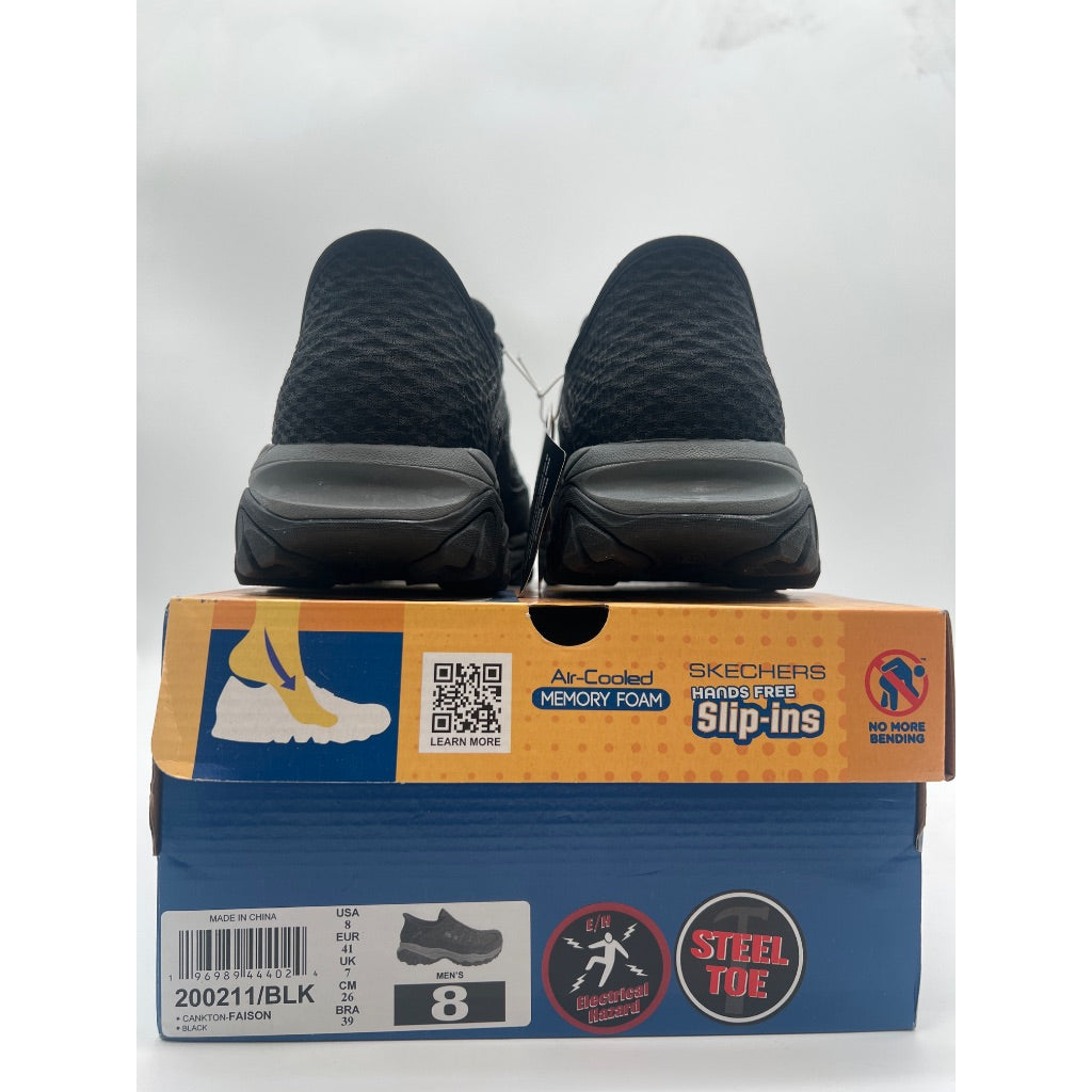 Skechers Men's Cankton Slip-In Work Sneakers, Black, SZ 8
