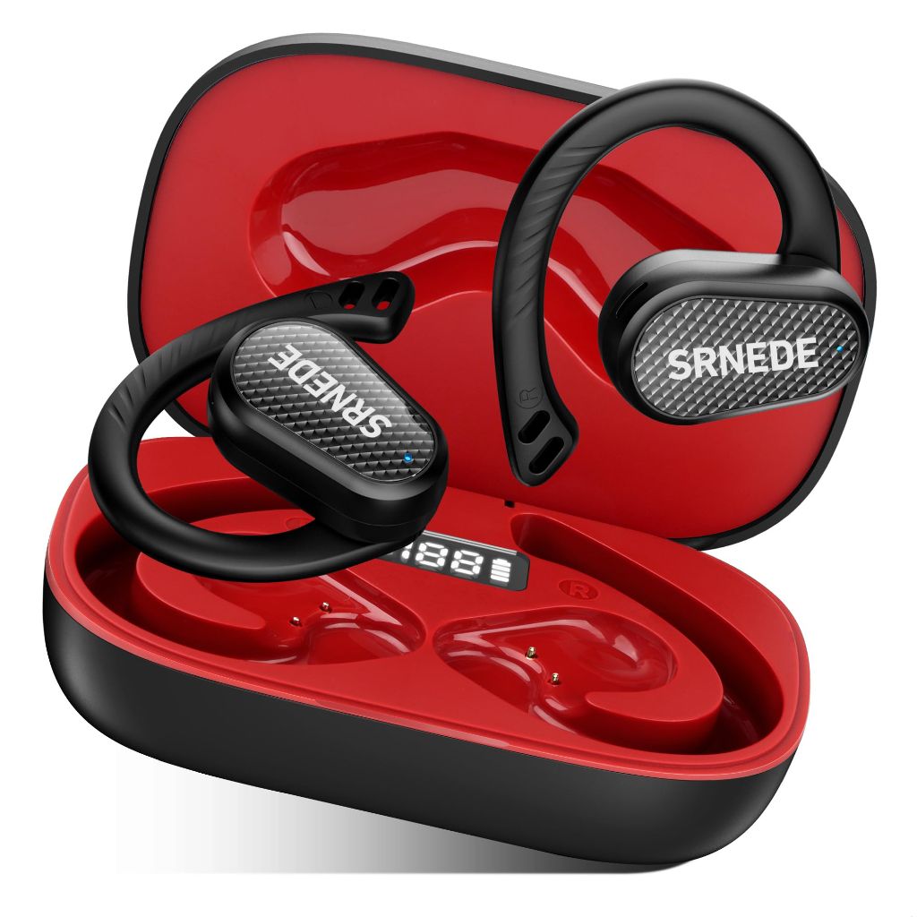 Srnede Wireless-Earbuds Open-Ear Bone-Conduction 5.4 Version Over The Ear for Working Running Workout Gym